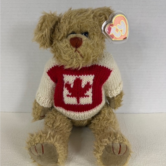 Ty Other - Ty Attic Treasures Bear 1999 Maple Leaf Sweater Canada Plush ~9”